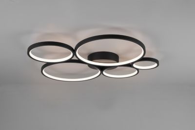 Plafonnier LED 49W, 5800lm, 3000K, Noir mat - Trio - Rondo