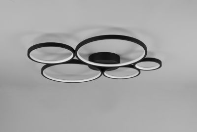 Plafonnier LED 49W, 5800lm, 3000K, Noir mat - Trio - Rondo