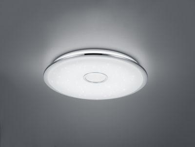 Plafonnier LED 91,5W chromé effet étoilé dimmable télécommande - Trio - Osaka