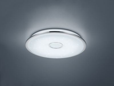 Plafonnier LED 91,5W chromé effet étoilé dimmable télécommande - Trio - Osaka