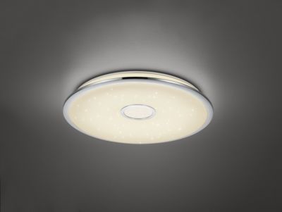 Plafonnier LED 91,5W chromé effet étoilé dimmable télécommande - Trio - Osaka