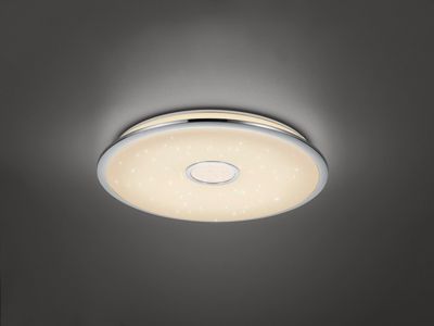 Plafonnier LED 91,5W chromé effet étoilé dimmable télécommande - Trio - Osaka