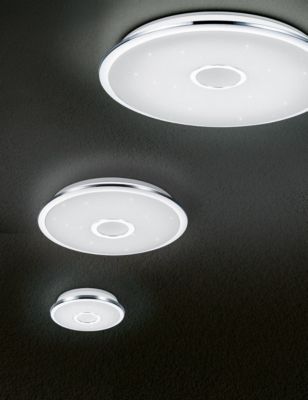 Plafonnier LED 91,5W chromé effet étoilé dimmable télécommande - Trio - Osaka