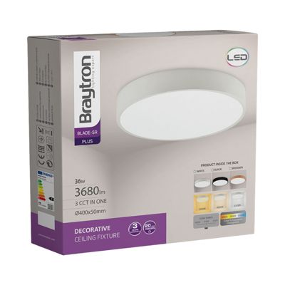 Plafonnier LED Blade-SR rond blanc 3en1 36W métal