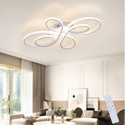 Plafonnier LED Dimmable 66cm Moderne Blanc 65W Lampe de Chambre avec Télécommande Grand pour Salon Salle à Manger