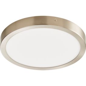 Plafonnier LED intégrée 1200lm 12W blanc froid GoodHome Aius effet chromé H.2.5 x Ø21.5 cm