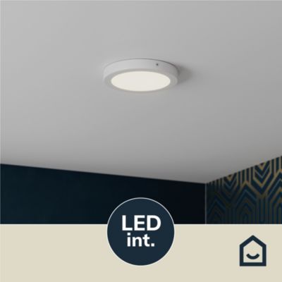 Plafonnier LED intégrée 1200lm 12W blanc froid GoodHome Aius mat blanc H.2.5 x Ø21.5 cm