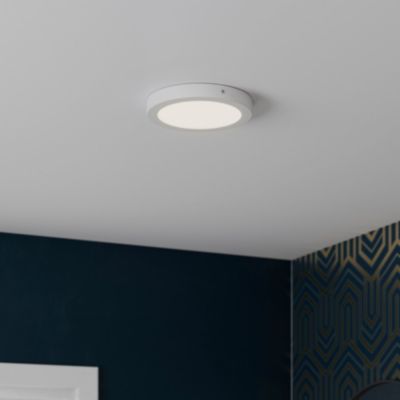 Plafonnier LED intégrée 1200lm 12W blanc froid GoodHome Aius mat blanc H.2.5 x Ø21.5 cm