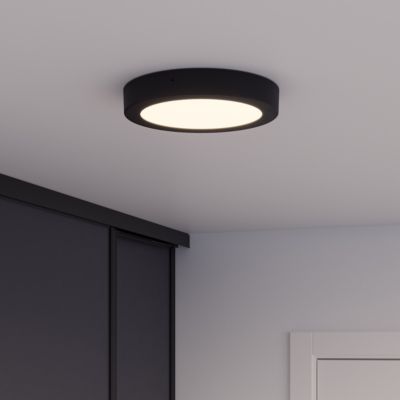 Plafonnier LED integrée 12W 1200lm noir Ø21,5cm GoodHome, Aius