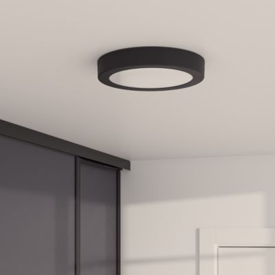Plafonnier LED integrée 12W 1200lm noir Ø21,5cm GoodHome, Aius