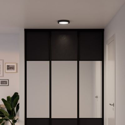 Plafonnier LED integrée 12W 1200lm noir Ø21,5cm GoodHome, Aius