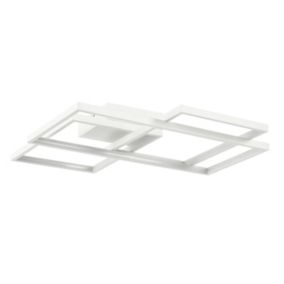 Plafonnier LED intégrée 3000lm 28W blanc chaud GoodHome Gassel blanc mat L.44 x l.48 x H.8.3 cm