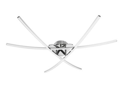 Plafonnier LED intégrée 3400lm 32W blanc chaud GoodHome Alani effet chromé L.90 x l.78 x H.11.5 x Ø90 cm