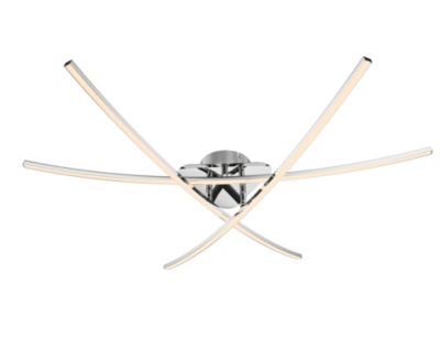 Plafonnier LED intégrée 3400lm 32W blanc chaud GoodHome Alani effet chromé L.90 x l.78 x H.11.5 x Ø90 cm