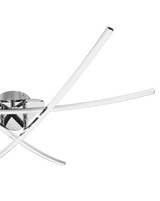 Plafonnier LED intégrée 3400lm 32W blanc chaud GoodHome Alani effet chromé L.90 x l.78 x H.11.5 x Ø90 cm