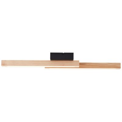 Plafonnier LED intégrée Arion métal noir et bois beige blanc chaud 14W 1500 lm IP20 L.62 x H.12 x P.6,5 cm Brilliant