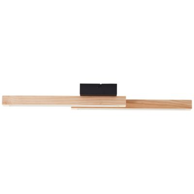 Plafonnier LED intégrée Arion métal noir et bois beige blanc chaud 14W 1500 lm IP20 L.62 x H.12 x P.6,5 cm Brilliant