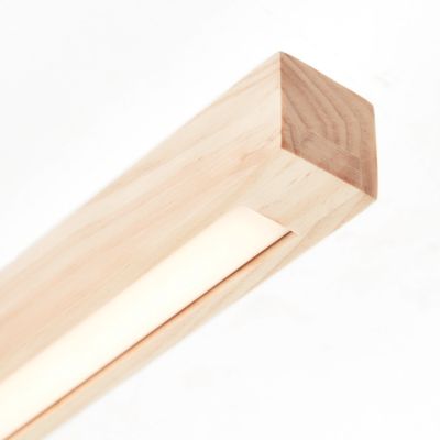 Plafonnier LED intégrée Arion métal noir et bois beige blanc chaud 14W 1500 lm IP20 L.62 x H.12 x P.6,5 cm Brilliant