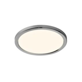 Plafonnier LED intégrée blanc neutre Thornaby GoodHome 1700lm 14.5W IP44 ⌀30cm plastique chrome