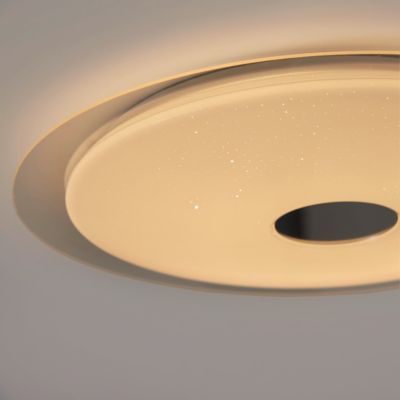 Plafonnier LED intégrée dimmable 2400lm 24W blanc chaud et blanc neutre GoodHome Angoon blanc H.4.9 x Ø40 cm