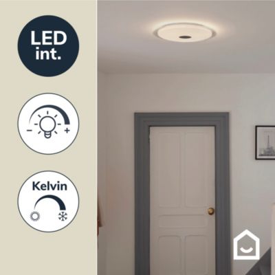 Plafonnier LED intégrée dimmable 2400lm 24W blanc chaud et blanc neutre GoodHome Angoon blanc H.4.9 x Ø40 cm