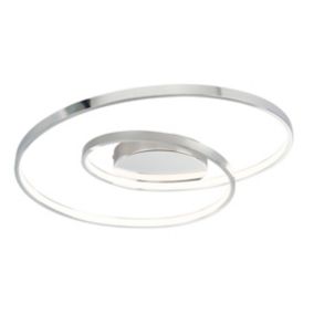Plafonnier LED intégrée dimmable 2900lm 30W blanc chaud GoodHome Pegmati effet chromé L.47 x l.45 x H.9.5 x P.47 cm