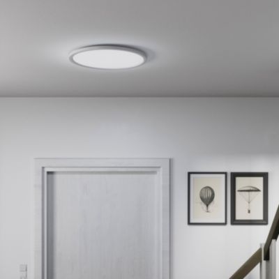 Plafonnier LED intégrée dimmable 3000lm 24W IP44 blanc froid, blanc neutre et blanc chaud GoodHome Flush blanc mat h.2.5 x ø42 cm