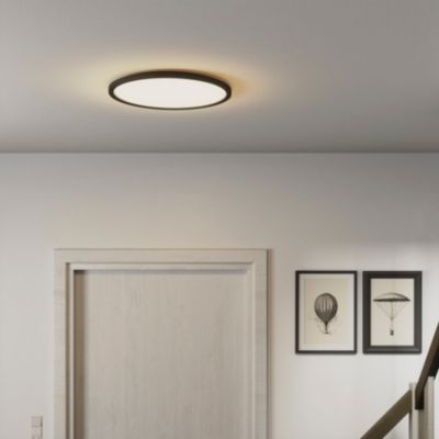 Plafonnier LED intégrée dimmable 3000lm 24W IP44 blanc froid, blanc neutre et blanc chaud GoodHome Flush noir mat h.2.5 x ø42 cm