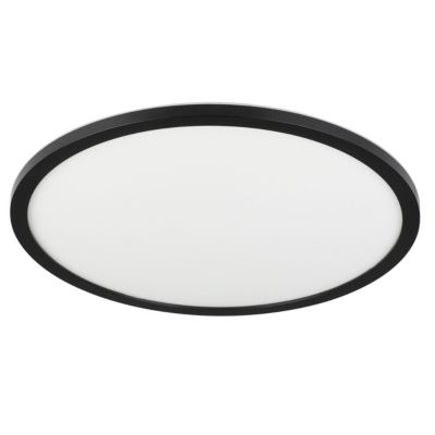 Plafonnier LED intégrée dimmable 3000lm 24W IP44 blanc froid, blanc neutre et blanc chaud GoodHome Flush noir mat h.2.5 x ø42 cm
