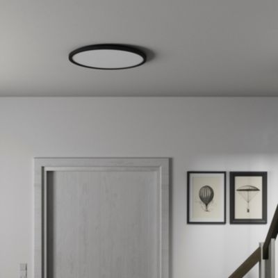 Plafonnier LED intégrée dimmable 3000lm 24W IP44 blanc froid, blanc neutre et blanc chaud GoodHome Flush noir mat h.2.5 x ø42 cm