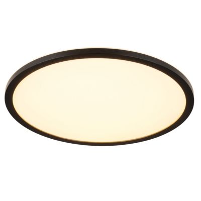 Plafonnier LED intégrée dimmable 3000lm 24W IP44 blanc froid, blanc neutre et blanc chaud GoodHome Flush noir mat h.2.5 x ø42 cm