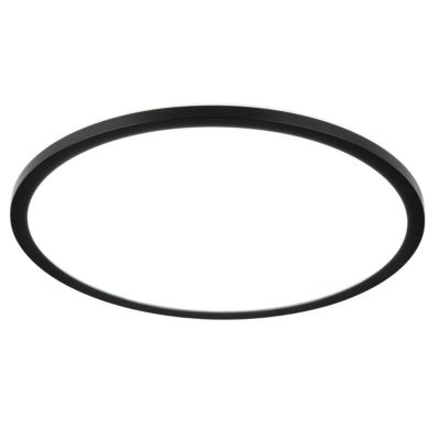 Plafonnier LED intégrée dimmable 3000lm 24W IP44 blanc froid, blanc neutre et blanc chaud GoodHome Flush noir mat h.2.5 x ø42 cm