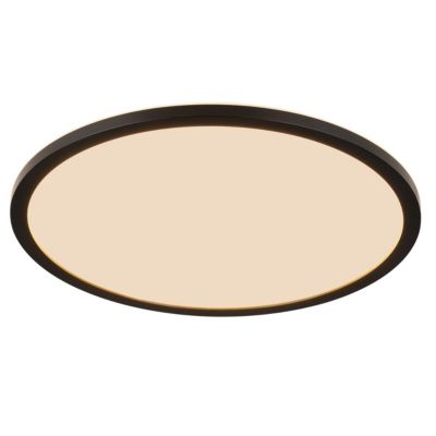 Plafonnier LED intégrée dimmable 3000lm 24W IP44 blanc froid, blanc neutre et blanc chaud GoodHome Flush noir mat h.2.5 x ø42 cm
