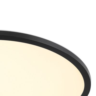 Plafonnier LED intégrée dimmable 3000lm 24W IP44 blanc froid, blanc neutre et blanc chaud GoodHome Flush noir mat h.2.5 x ø42 cm