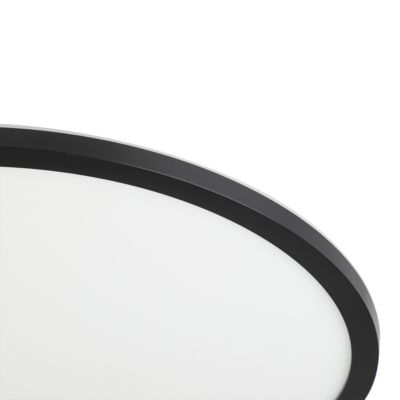 Plafonnier LED intégrée dimmable 3000lm 24W IP44 blanc froid, blanc neutre et blanc chaud GoodHome Flush noir mat h.2.5 x ø42 cm