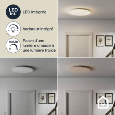 Plafonnier LED intégrée dimmable 3100lm 36W blanc froid, blanc neutre et blanc chaud GoodHome Basilo h.6.5 x ø57 cm