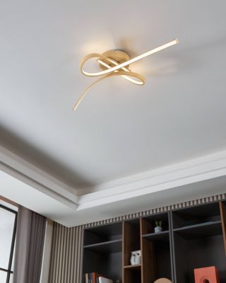 Plafonnier LED integrée Selvina 2 effet bois IP20 L.68 x l.28 cm Eglo