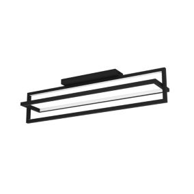 Plafonnier LED intégrée 1700lm 21W blanc neutre GoodHome Alani noir mat  l.57 x H.9.5 x P.50 cm