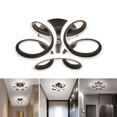 Plafonnier LED Noir 17W 6000K Lampe de Couloir Moderne Blanc  Géométrie Design Métal pour Couloir Entrée Chambre Cuisine