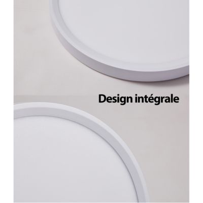 Plafonnier LED Rond 18W Extra-Plat CCT 23 cm, Lampe Superslim Sceneswitch 3 ambiances - Blanc