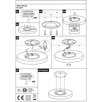 Plafonnier LED Rond 18W Extra-Plat CCT 23 cm, Lampe Superslim Sceneswitch 3 ambiances - Blanc