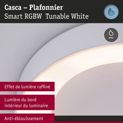 Plafonnier LED Smart Home Zigbee 3.0 Casca IP44 RGBW+ 1750lm 230V 20W gradable Blanc dépoli
