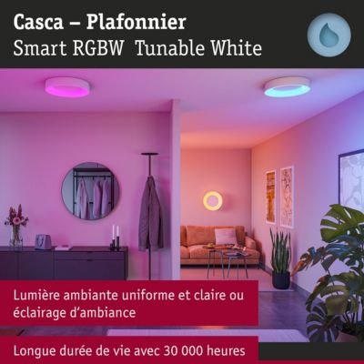 Plafonnier LED Smart Home Zigbee 3.0 Casca IP44 RGBW+ 1750lm 230V 20W gradable Blanc dépoli