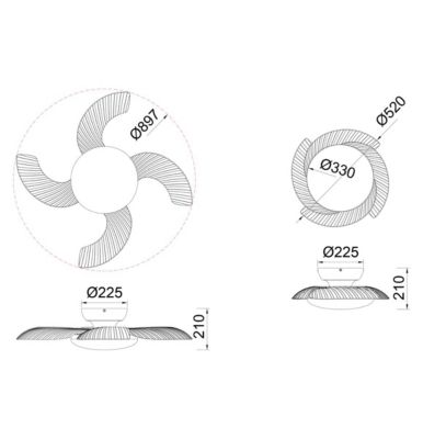 Plafonnier led Ventilateur Aloha 45W