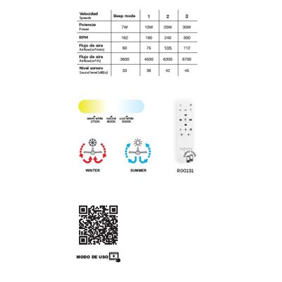 Plafonnier led Ventilateur Aloha 45W