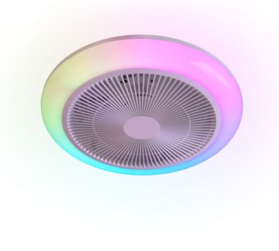 Plafonnier LED ventilateur RGBW 20W 2400lm CCT 3000-6500K télécommande blanc IP20 - Mantra HOLMSUND