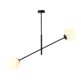 Plafonnier LINEAR 2 BLACK/OPAL, Emibig Lighting, Fabriqué en EU