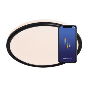 Plafonnier LIVA SMART, Matière plastique, Couleur Noir, LED Module, H.3.2, IP54 / NORDLUX Intérieur