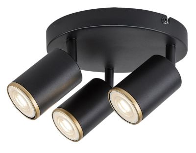 Plafonnier minimaliste noir réglable avec détails dorés 3xGU10 15W Nolie Rabalux