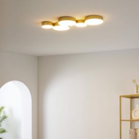 Plafonnier moderne doré 5 spots lumineux LED - Skavi